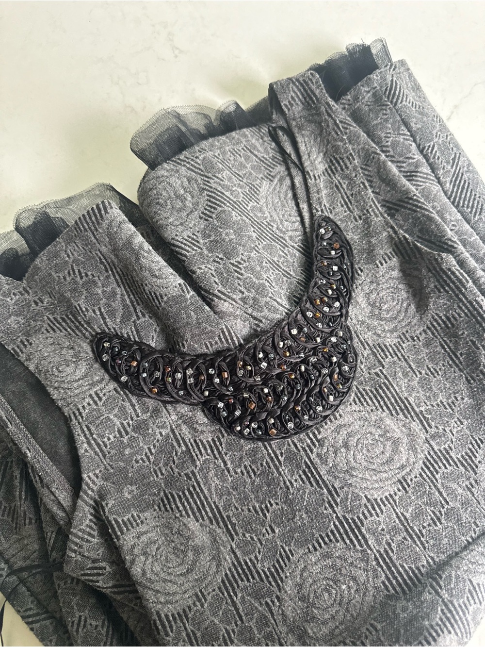 Free People Rock Princess Gray Jacquard Fit and Flare Mini Dress | Size S | NWOT - Picture 5 of 5